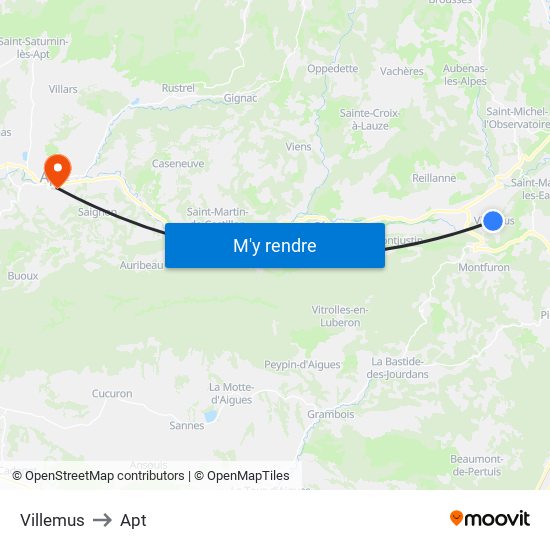Villemus to Apt map