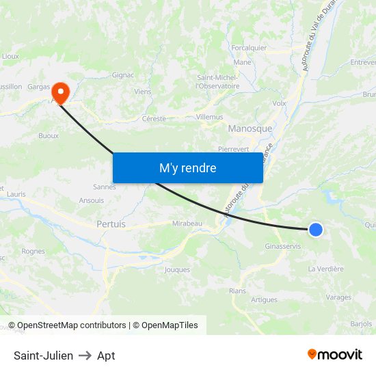 Saint-Julien to Apt map
