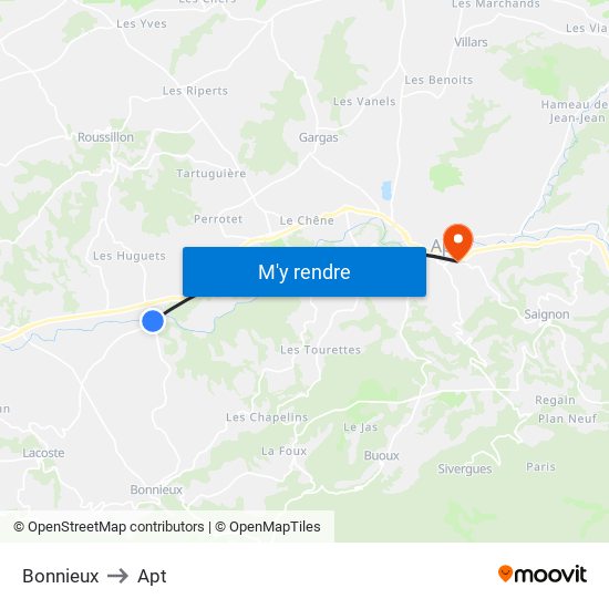 Bonnieux to Apt map