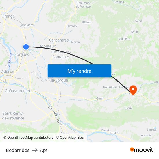 Bédarrides to Apt map
