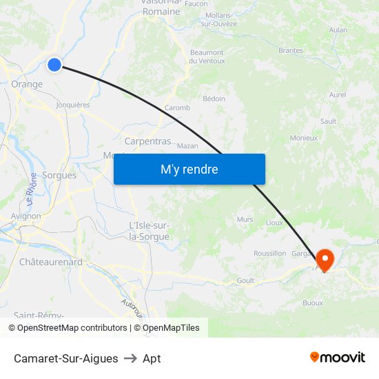 Camaret-Sur-Aigues to Apt map