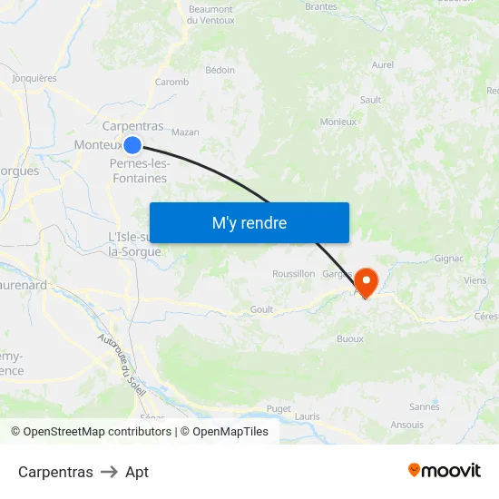 Carpentras to Apt map