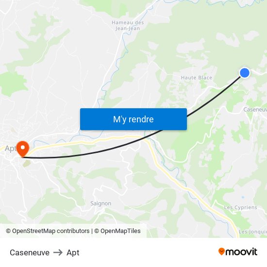 Caseneuve to Apt map
