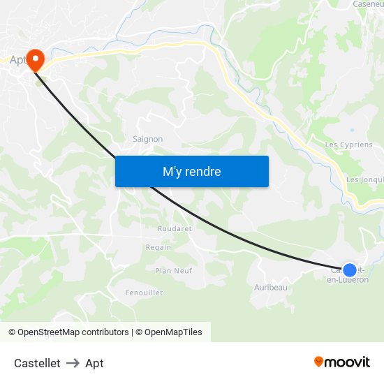 Castellet to Apt map