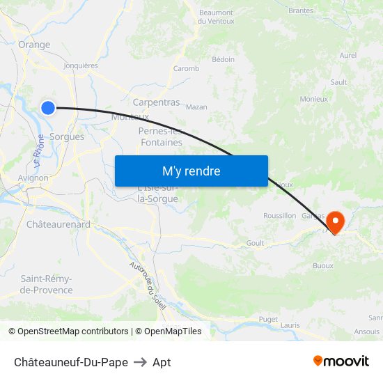 Châteauneuf-Du-Pape to Apt map