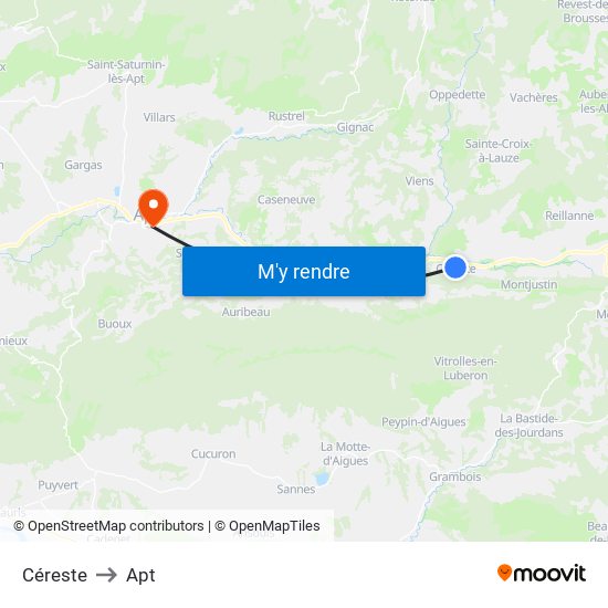 Céreste to Apt map