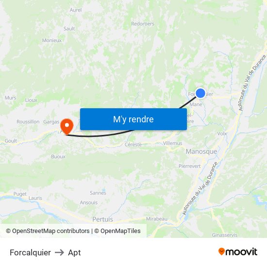 Forcalquier to Apt map
