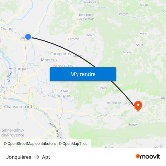 Jonquières to Apt map