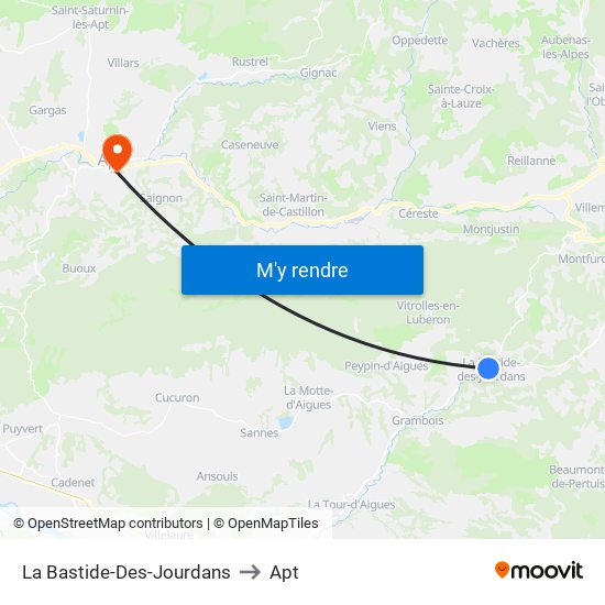 La Bastide-Des-Jourdans to Apt map