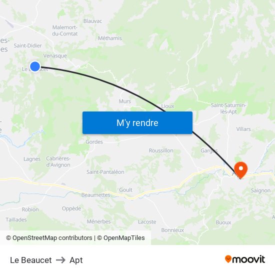 Le Beaucet to Apt map