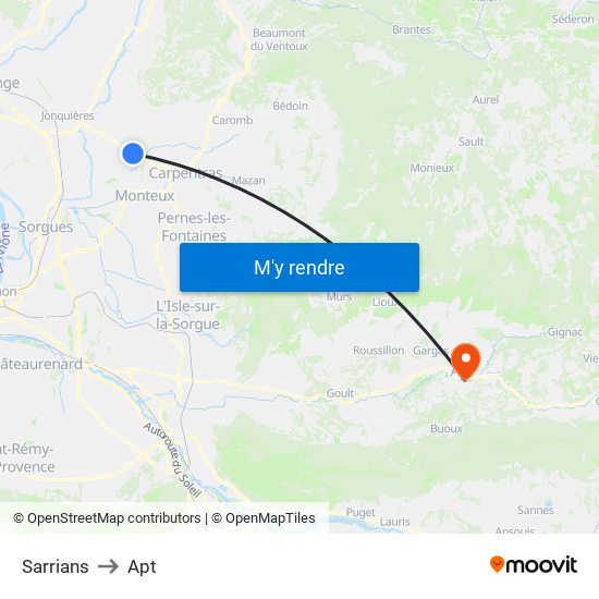 Sarrians to Apt map