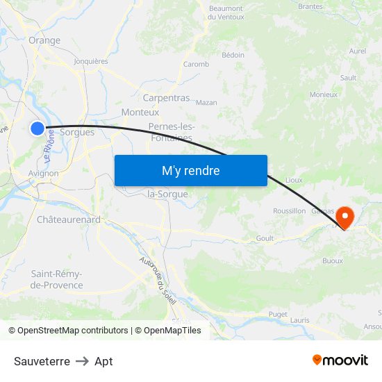 Sauveterre to Apt map