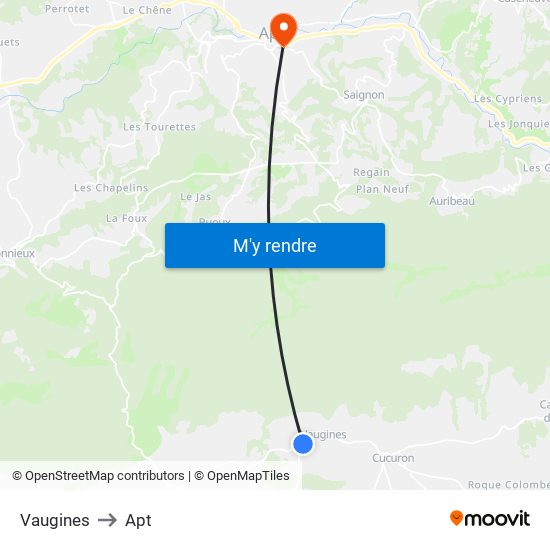 Vaugines to Apt map