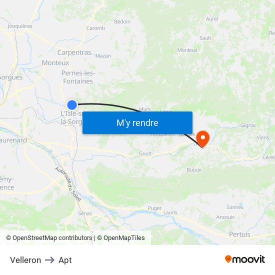 Velleron to Apt map