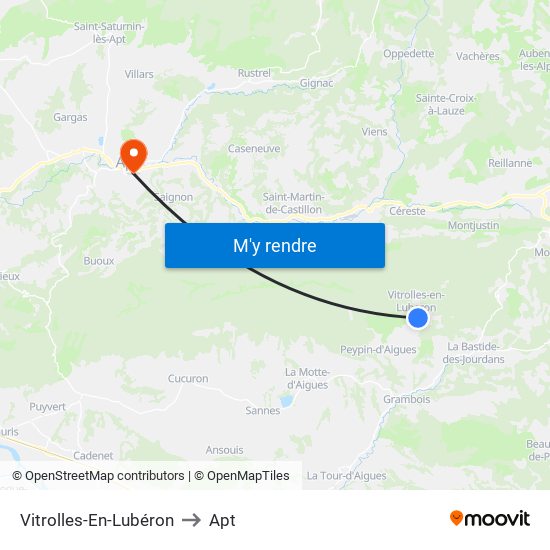 Vitrolles-En-Lubéron to Apt map