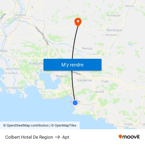 Colbert Hotel De Region to Apt map