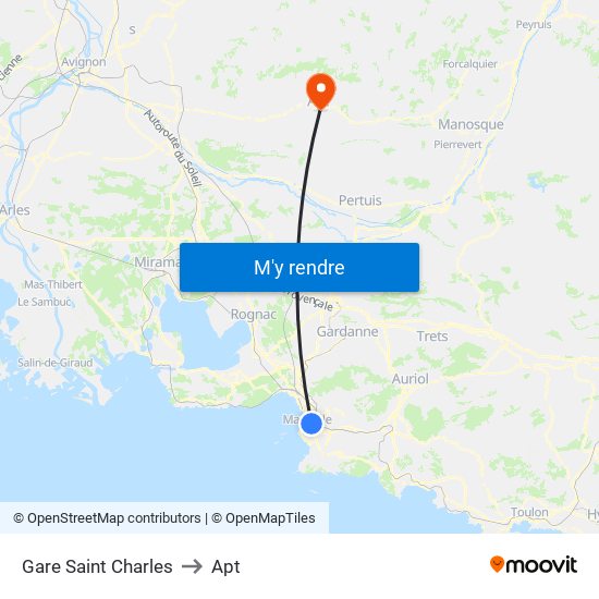 Gare Saint Charles to Apt map