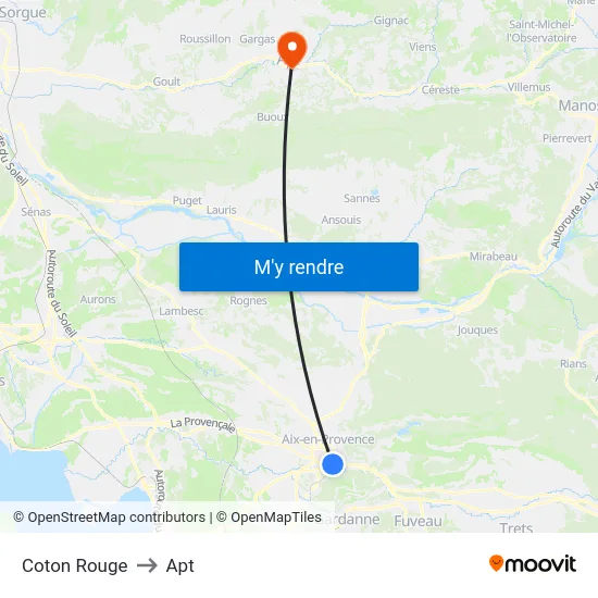 Coton Rouge to Apt map