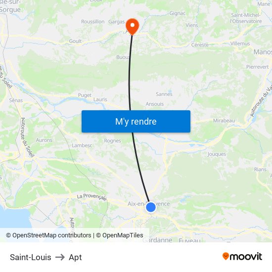 Saint-Louis to Apt map