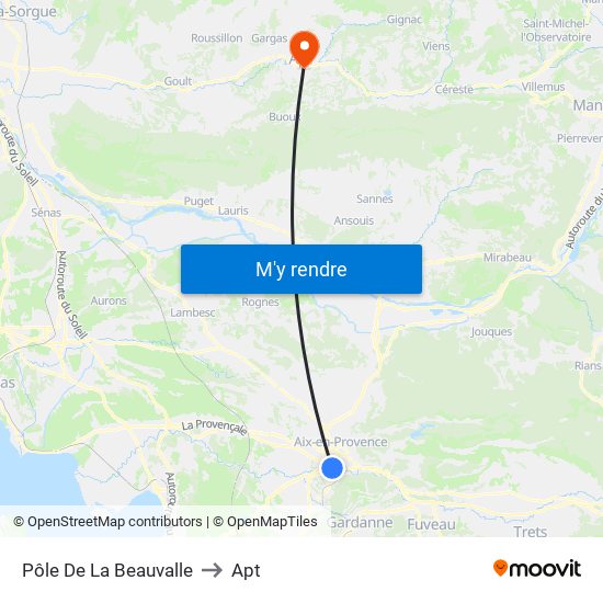 Pôle De La Beauvalle to Apt map
