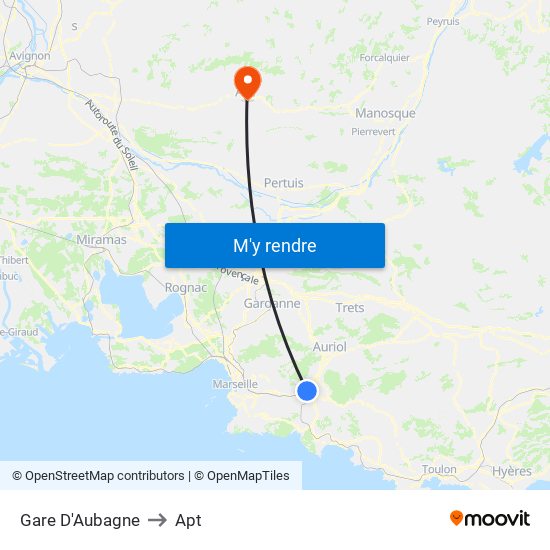 Gare D'Aubagne to Apt map