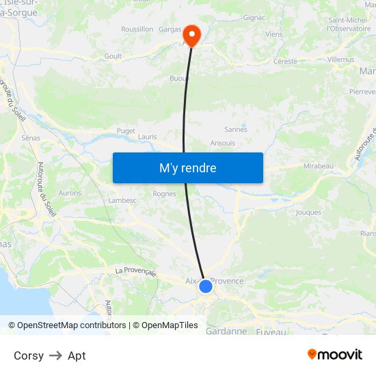 Corsy to Apt map