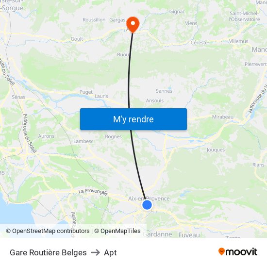 Gare Routière Belges to Apt map