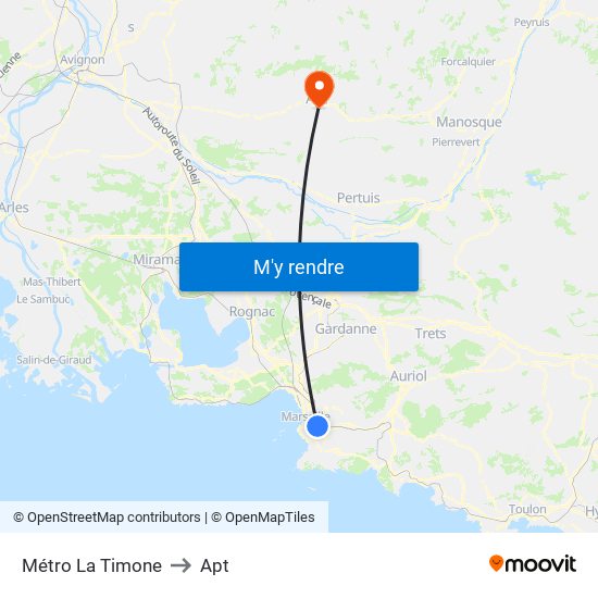 Métro La Timone to Apt map