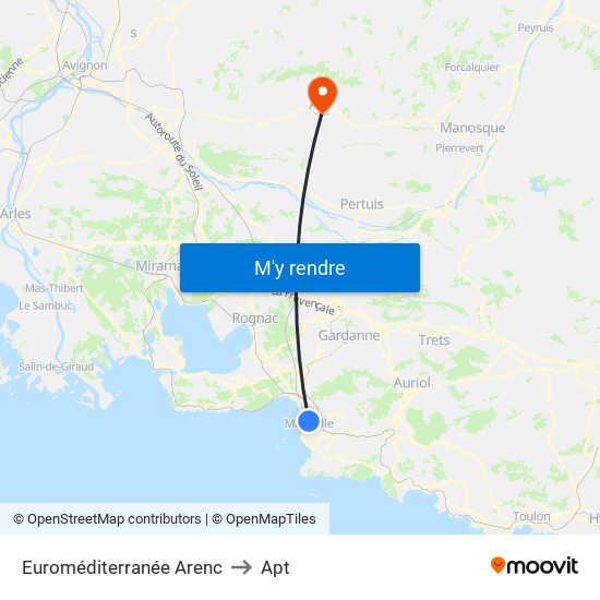 Euroméditerranée Arenc to Apt map