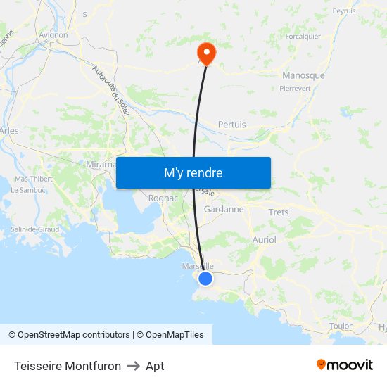 Teisseire Montfuron to Apt map