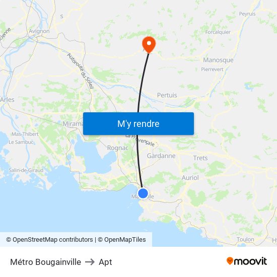 Métro Bougainville to Apt map