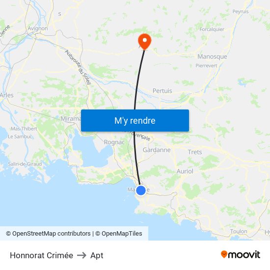 Honnorat Crimée to Apt map