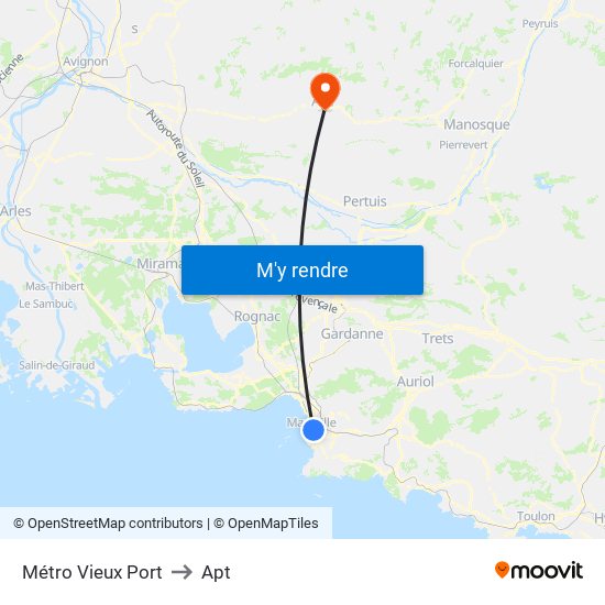 Métro Vieux Port to Apt map