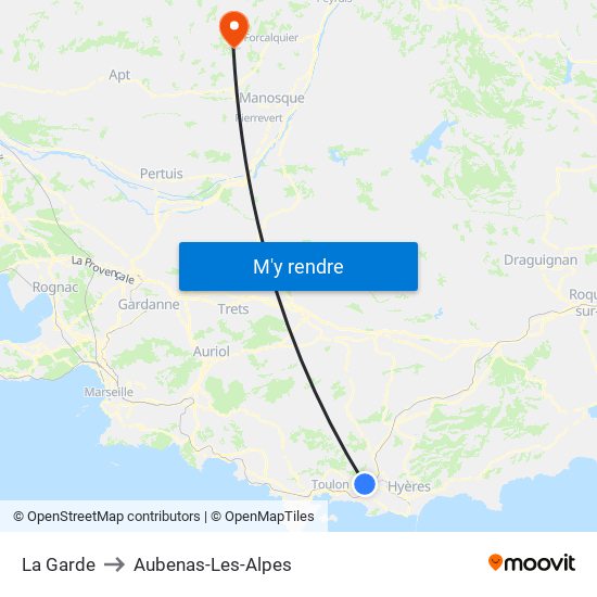 La Garde to Aubenas-Les-Alpes map