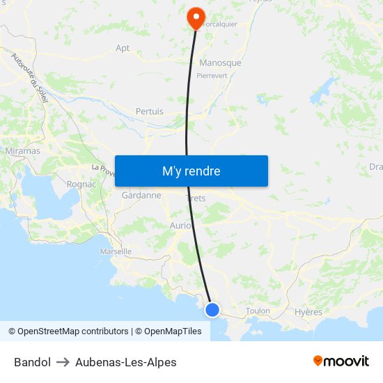 Bandol to Aubenas-Les-Alpes map