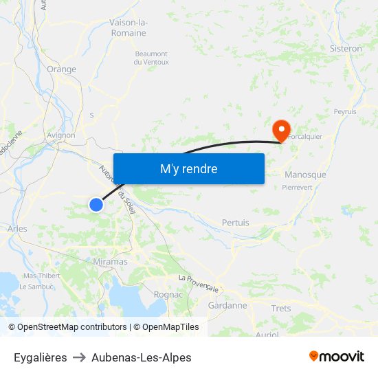 Eygalières to Aubenas-Les-Alpes map