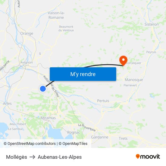 Mollégès to Aubenas-Les-Alpes map