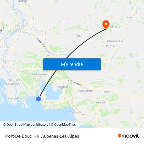 Port-De-Bouc to Aubenas-Les-Alpes map