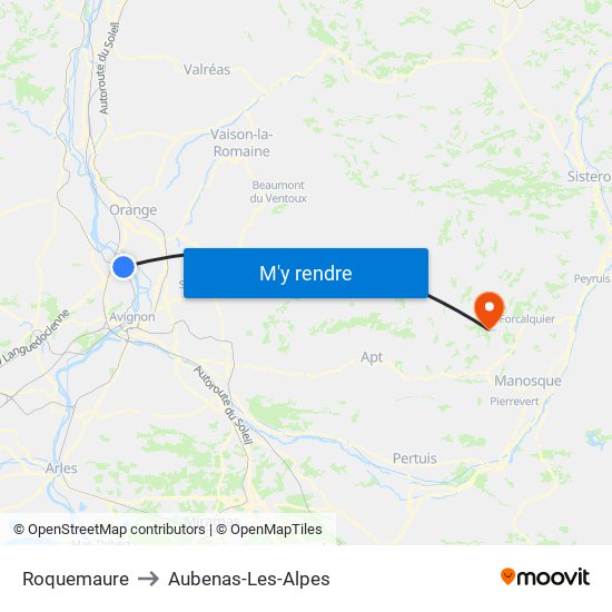 Roquemaure to Aubenas-Les-Alpes map