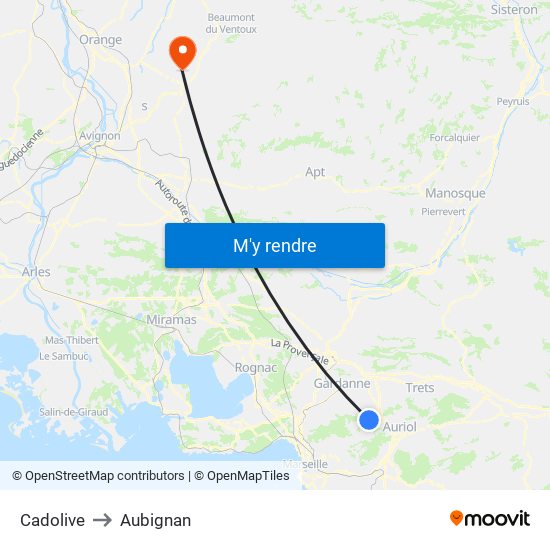 Cadolive to Aubignan map