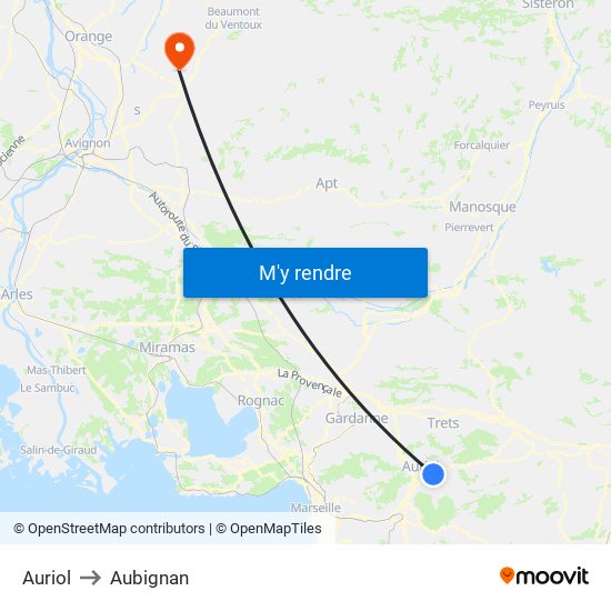 Auriol to Aubignan map