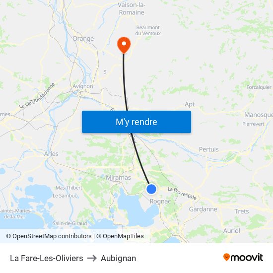 La Fare-Les-Oliviers to Aubignan map