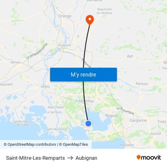 Saint-Mitre-Les-Remparts to Aubignan map