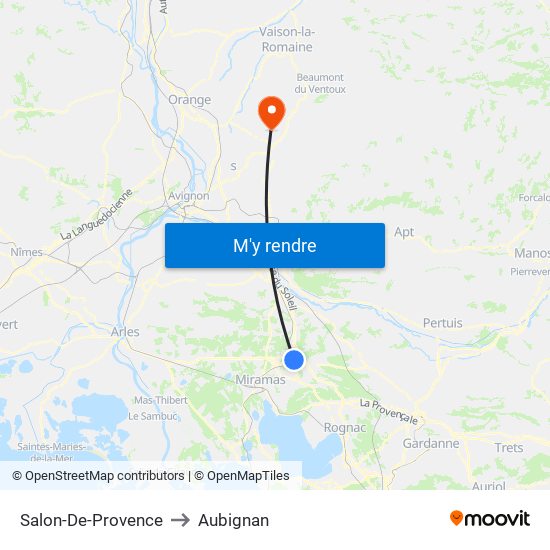 Salon-De-Provence to Aubignan map