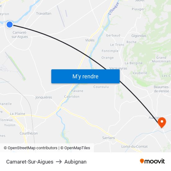 Camaret-Sur-Aigues to Aubignan map