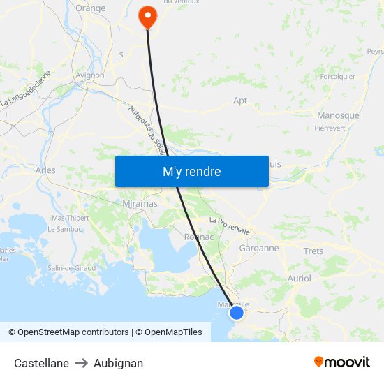 Castellane to Aubignan map