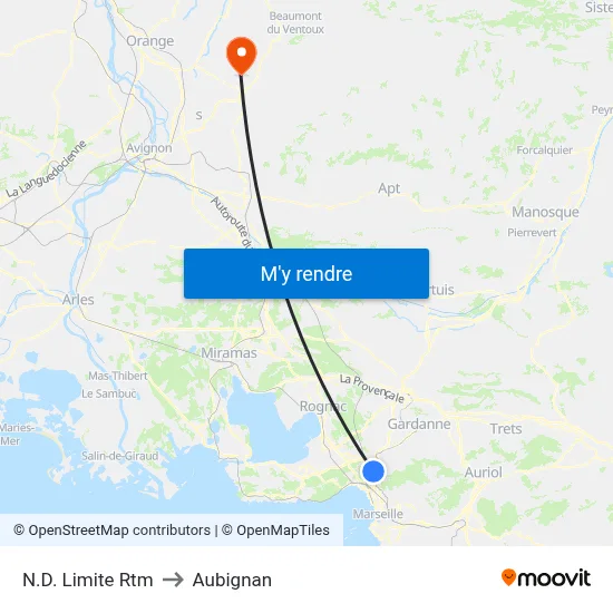 N.D. Limite Rtm to Aubignan map