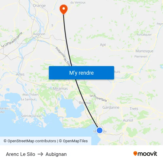 Arenc Le Silo to Aubignan map
