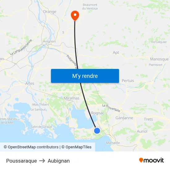 Poussaraque to Aubignan map