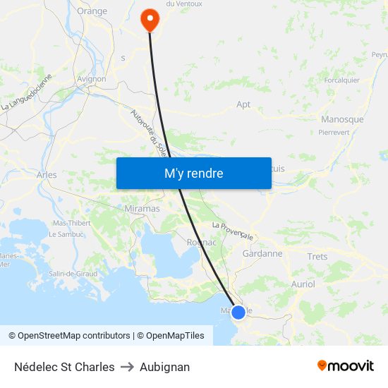 Nédelec St Charles to Aubignan map